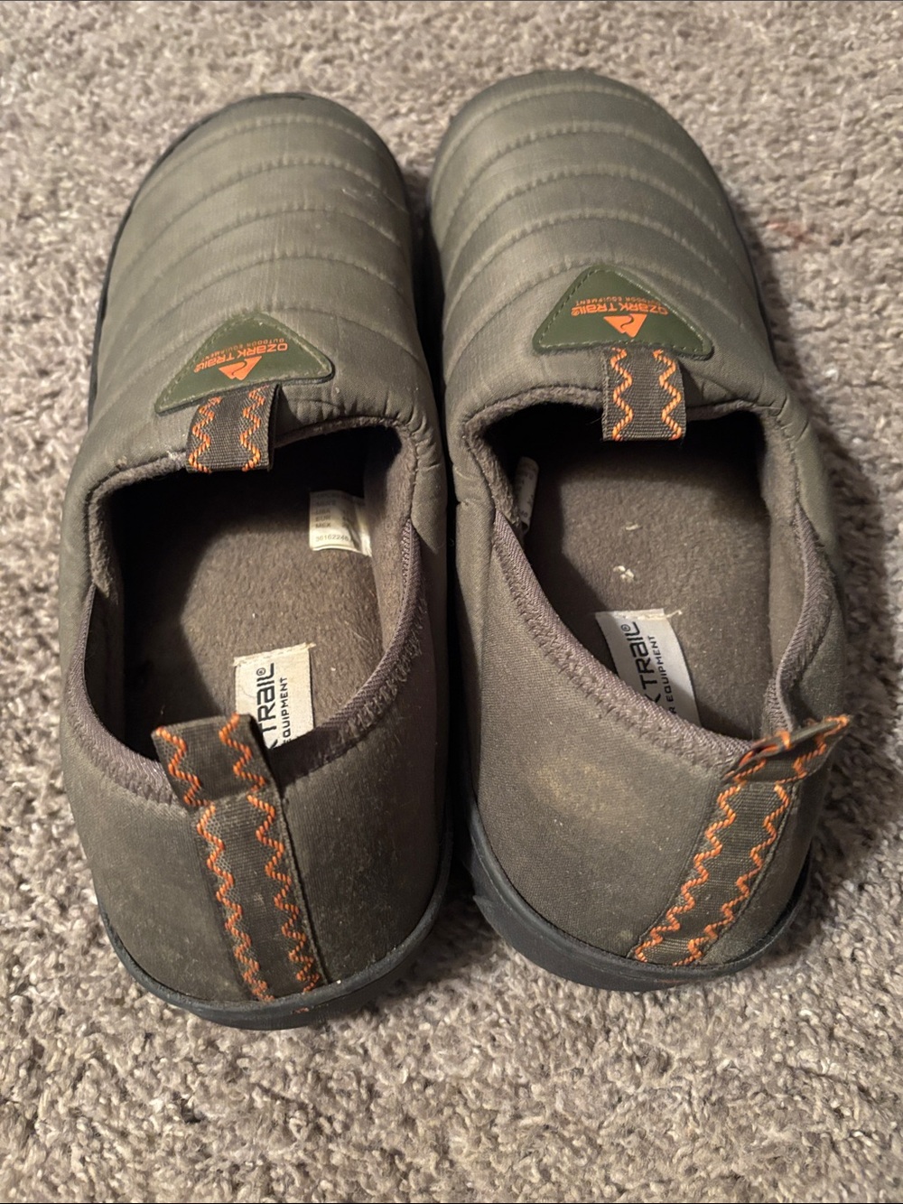 Ozark Trail Olive Slip-On Loafers with Orange Stitching